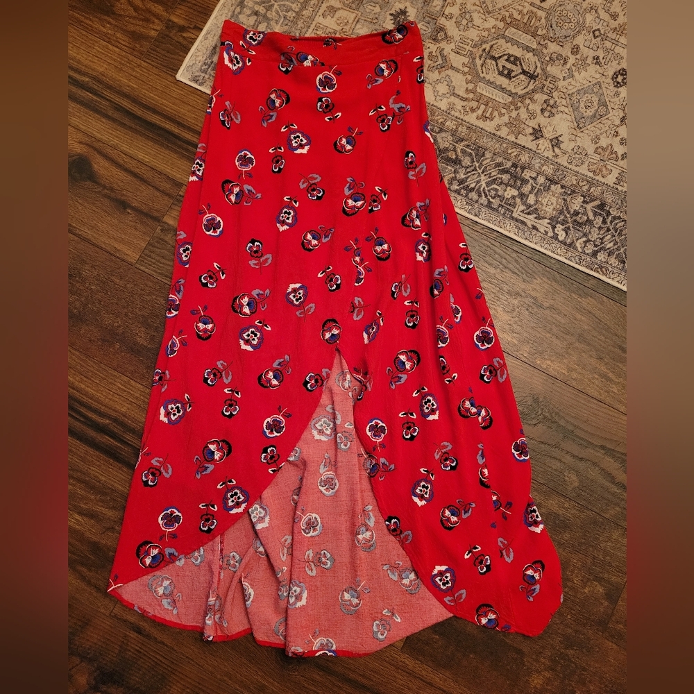 10 Items/$10 Express Red Floral Maxi Skirt